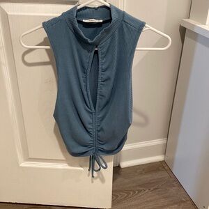Cropped Tank Top-Blue